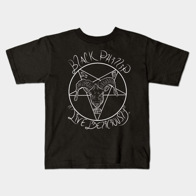Black Phillip: "Live Deliciously" Kids T-Shirt by TeeCupDesigns